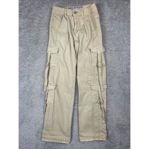 VIP Jeans Women's Khaki Cargo Wide Leg Utility Pockets Straps Grunge Sz 1/25